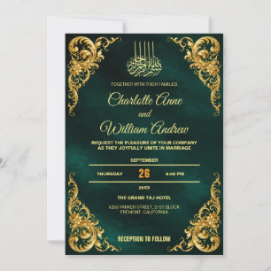 Élégante invitation de mariage islamique avec cadr