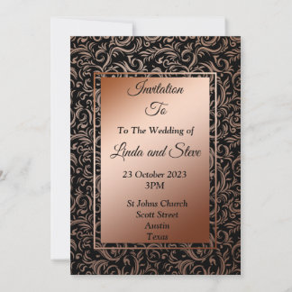 Elégante invitation de mariage, luxe d'or rose