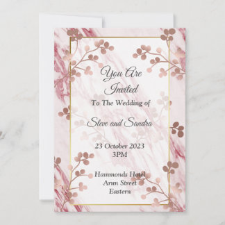 Elégante invitation de mariage, marbré rose floral