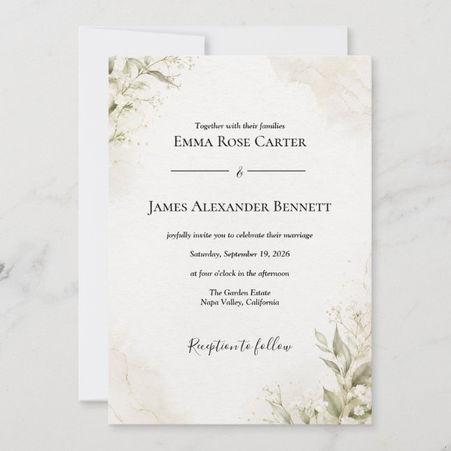 Élégante invitation de mariage minimaliste (Devant)