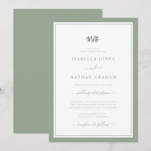 Élégante invitation de mariage minimaliste moderne (Devant / Derrière)