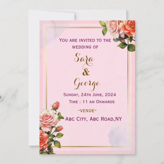 Elégante invitation de mariage moderne (Devant)