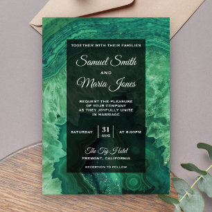 Élégante invitation de mariage moderne en agate ve