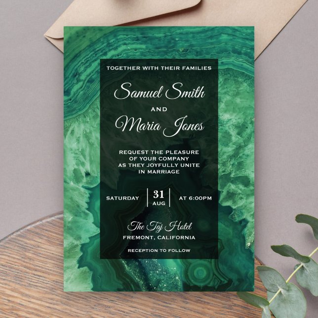 Élégante invitation de mariage moderne en agate ve (Créateur téléchargé)
