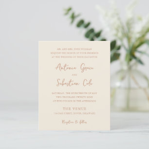 Élégante invitation de mariage neutre et terreuse