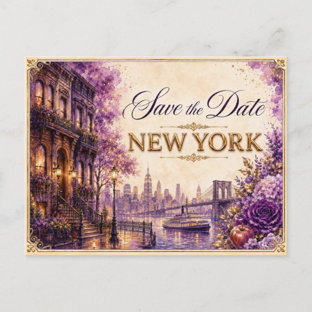 Élégante invitation de mariage New York à conserve (Devant)