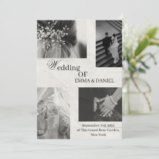 Elégante invitation de mariage - Noir & Blanc
