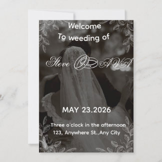Élégante invitation de mariage noir et blanc | Cla