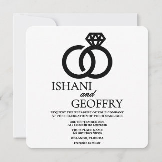 Élégante invitation de mariage noir et blanc minim