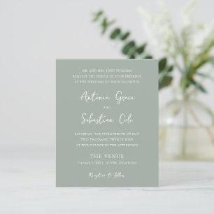 Élégante invitation de mariage pas chère vert saug