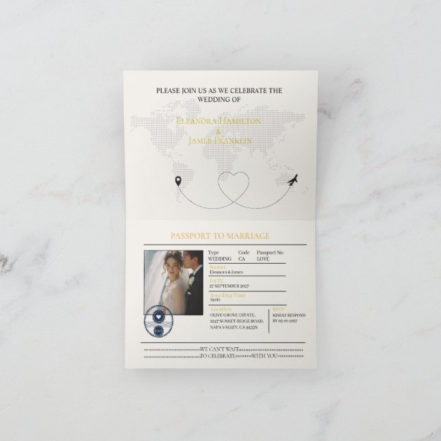élégante invitation de mariage passeport (Intérieur)