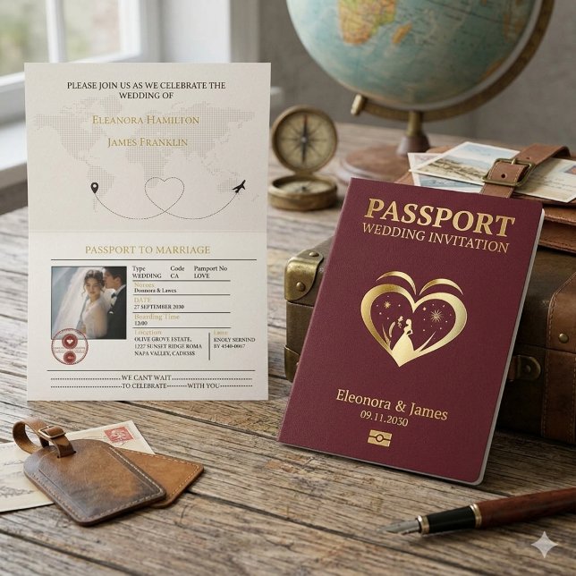  élégante invitation de mariage passeport  (Créateur téléchargé)
