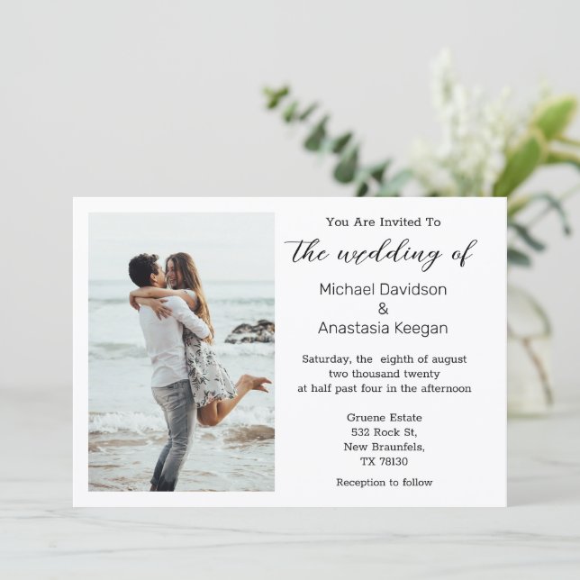 élégante invitation de mariage photo de plage en é (Debout devant)