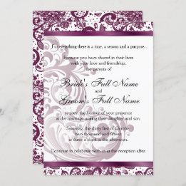 Elégante invitation de mariage - Purple 5x7