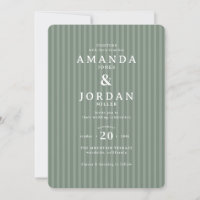 Élégante invitation de mariage rayée verte