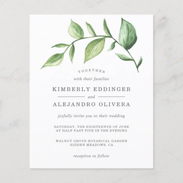 Élégante invitation de mariage rustique et économi (Devant)