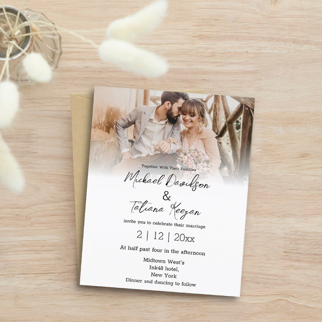 élégante invitation de mariage simple photo délavé (Créateur téléchargé)
