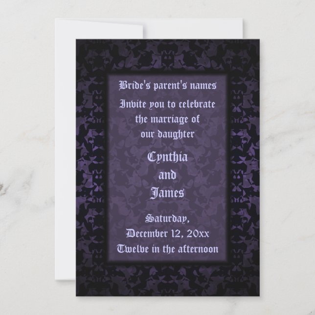 Elégante invitation de mariage sombre (Devant)