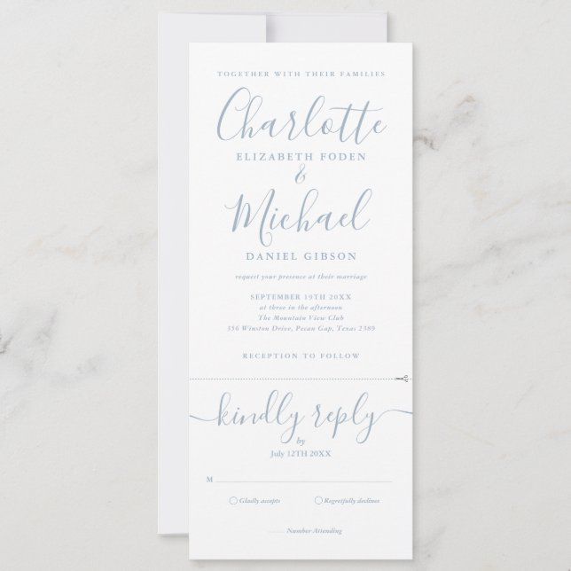 Élégante invitation de mariage tout-en-un écriture (Devant)