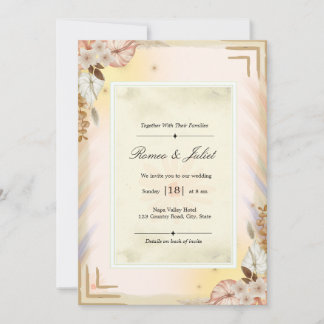 Élégante Invitation de Mariage Tropical Bohème Flo