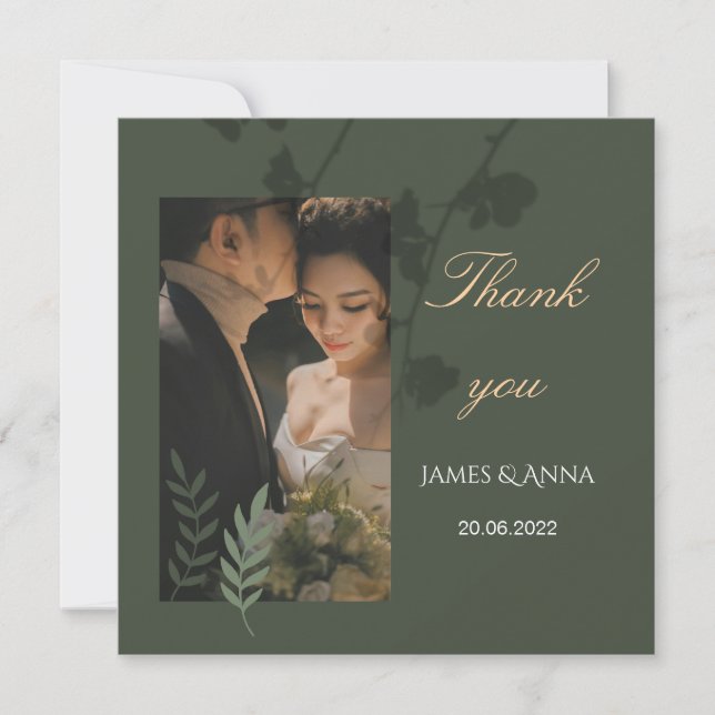 Élégante invitation de mariage vert olive personna (Devant)