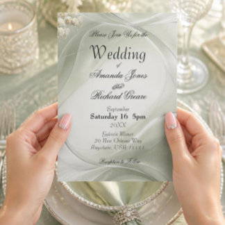 Élégante invitation de mariage vert sauge