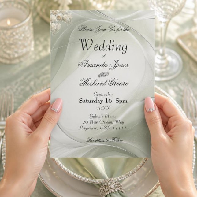 Élégante invitation de mariage vert sauge (Créateur téléchargé)
