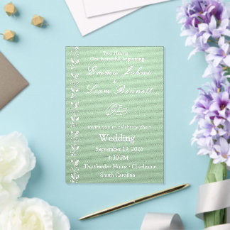 Élégante invitation de mariage verte pistache en a