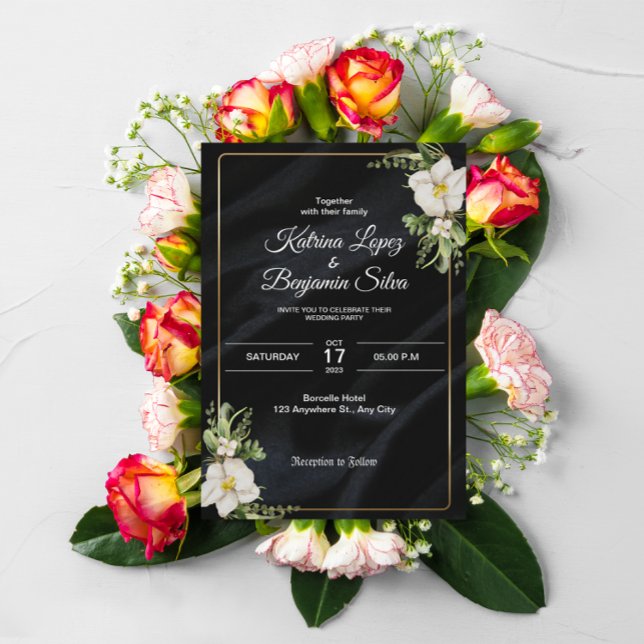 élégante invitation de mariage vintage noir (Créateur téléchargé)