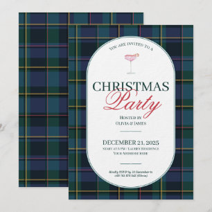 Élégante invitation de Noël à carreaux tartan vint