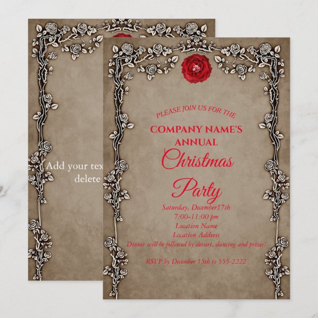 Elégante invitation de Noël gothique (Devant / Derrière)