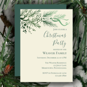 Elégante invitation de Noël Pine tirée à la main