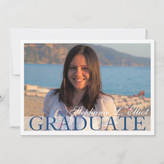 Élégante invitation de portrait de diplôme bleu cl