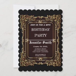 Elégante invitation en or noir vintage 40e anniver