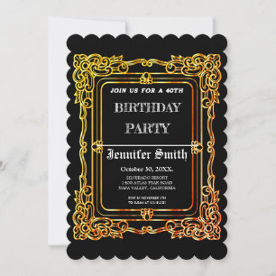 Elégante invitation en or noir vintage 40e anniver