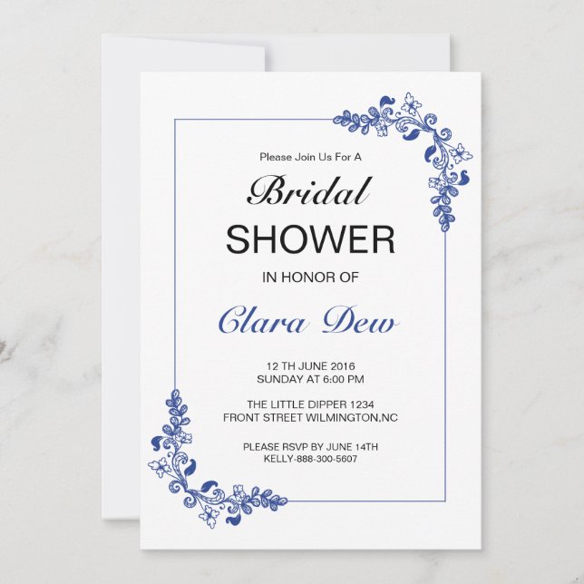 Elégante Invitation Florale Douche nuptiale (Devant)