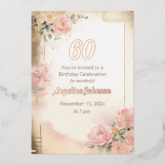 Élégante Invitation Foil 60e anniversaire