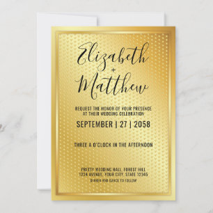 Elégante Invitation Gold Heart Speckles Design