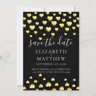 Elégante Invitation Gold Heart Speckles Design