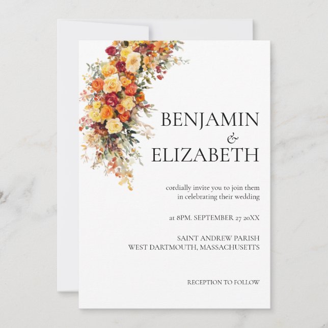 Élégante invitation Mariage de automne Bouquet en  (Devant)