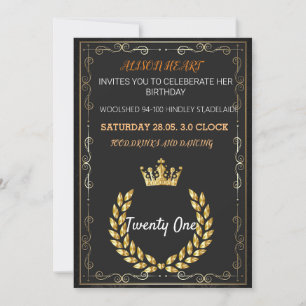 Elégante invitation noire et or à célébrer