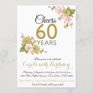 Élégante Invitation peint à la main 60e anniversai