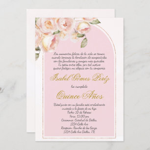 Elégante invitation Quince rose en espagnol