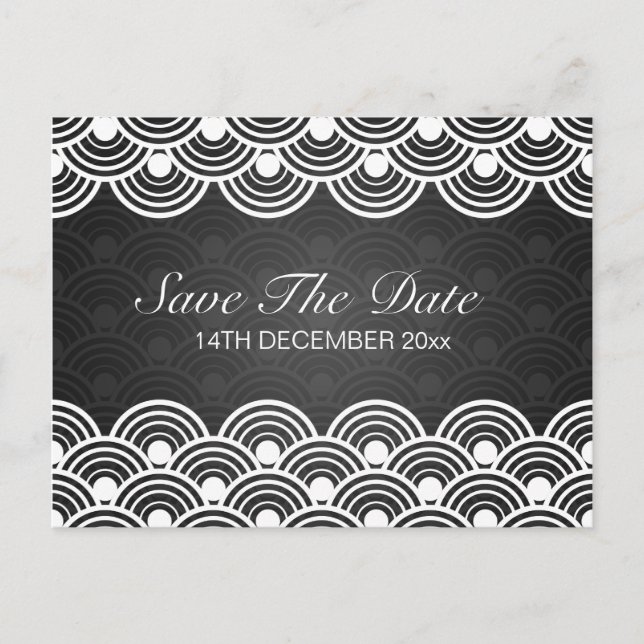 Élégante invitation Save The Date à motif festonné (Devant)