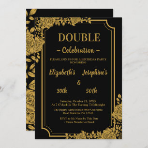 Élégante Invitation Soiree double anniversaire