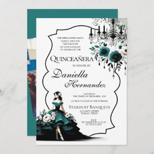 Elégante Invitation Turquoise Quinceañera