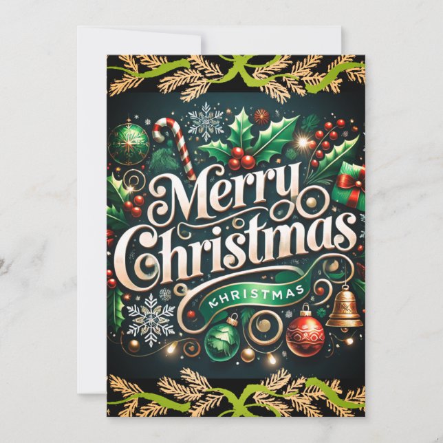 Elégante Joyeux Noël Fête Invitation (Devant)