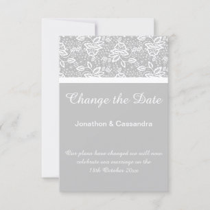 ÉLÉGANTE LACE BLANCHE EN ARGENT MODIFIER LA DATE