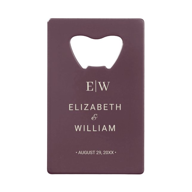 Elégante laque simple cerise, Mariage Monogramme (Devant)