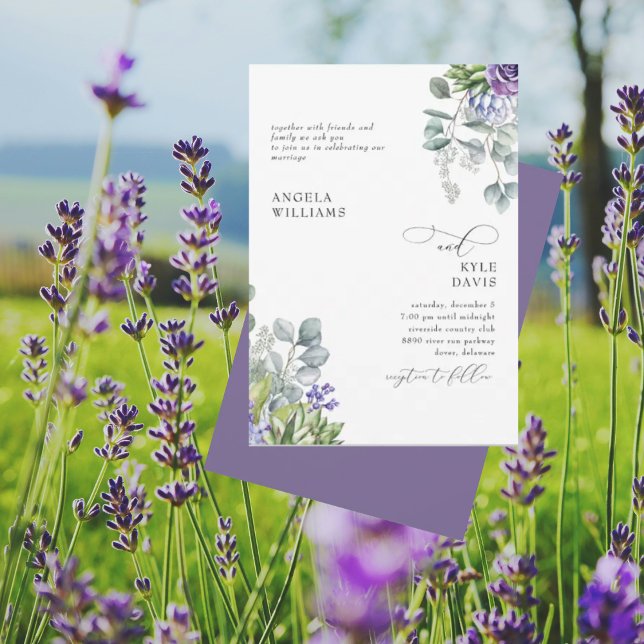 Élégante Lavande Botanique Mariage II Invitation (Créateur téléchargé)